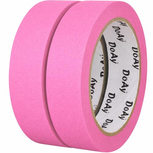 2 Pack Pink Painters Tape - Masking Tape 1 Inch Wide - Multi-Surface, Smart Adhesion, Indoor & Outdoor - 180FT Total - Paint Tape for DIY, Labeling, Art, Car, General Purpose (#3910) - color: Pink