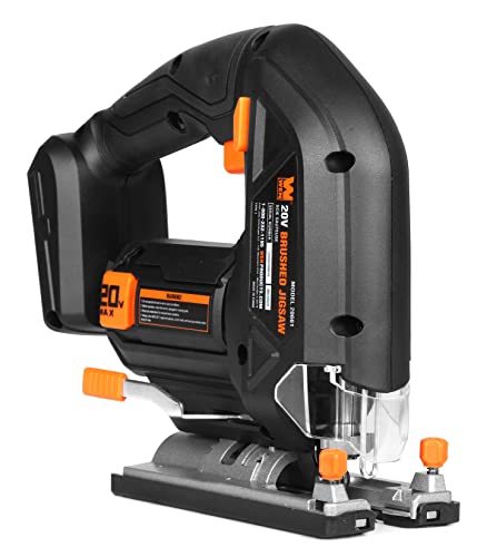 WEN Cordless Jigsaw, Variable Speed with 20V Max 2.0 Ah Lithium Ion Battery and Charger (20661) - size: Handheld, style: Brushed Variable Speed