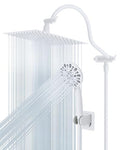 Hibbent All Metal High Pressure Rainfall 10'' Shower Head with Handheld - color: White, style: Square 10''