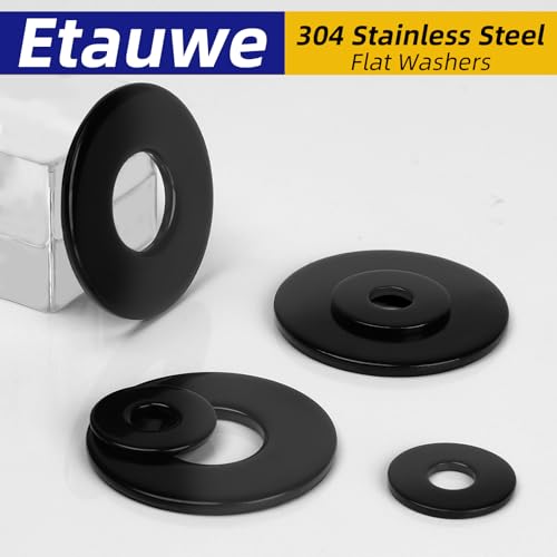 10-Piece 5/8" x 1-3/4" 304 Stainless Steel Flat Washers - Black Finish Screws Washers and Repair Washers for Industrial, Automotive and Home Use - color: Black, size: 5/8" x 1-3/4"