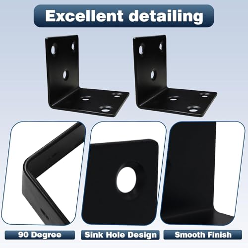 25PCS L Brackets, 2" 304 Stainless Steel Brackets, Black - size: 25PCS-2'' L Brackets
