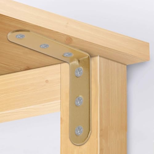Wealrit 8 pcs Gold L Shape Brackets,Right Angle Corner Brace,2.28" Length - size: 2.28"