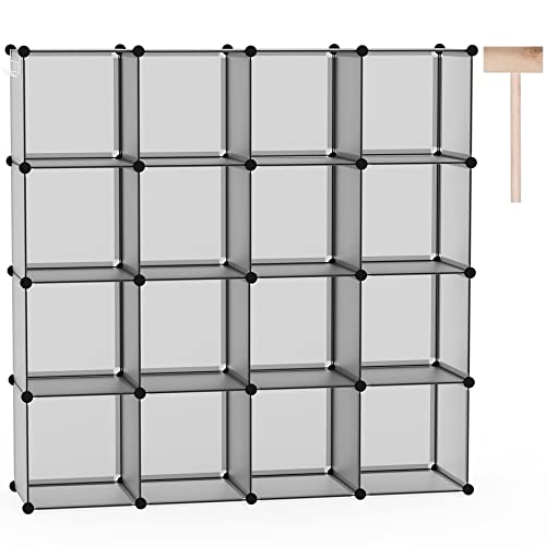 C&AHOME 16 Cube Storage Organizer Cube Shelves Units Storage Cubes, Grey - color: Grey