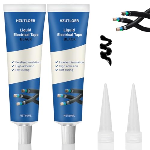 3.38 OZ (100Ml) Liquid Electrical Tape, 2PCS 50ML Insulating Electrical Tape Glue, Waterproof, Fast Drying, High Temperature Resistant - color: Black