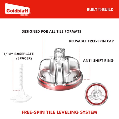 Goldblatt Tile Leveling System with 250 1/16" Spacers & 100 Reusable Caps