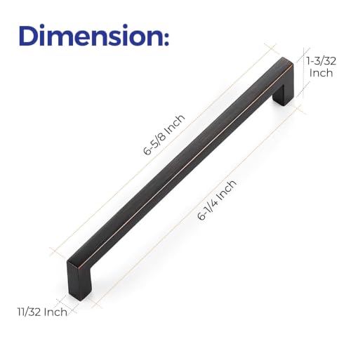 Ravinte Oil Rubbed Bronze Cabinet Handles Cabinet Pulls 6-1/4 Inch 5 Pack | Zinc Alloy, Slim Square Bar Grip, Smooth Drawer Pull Feel, Kitchen Cabinet Update, For Cupboards, Dressers, Drawers, Hardware - color: Oil Rubbed Bronze, size: Flat Black 6-1/4''