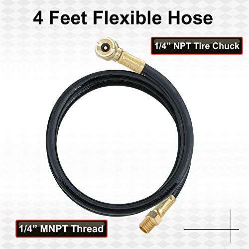 Hromee Air Tank Repair Kit w/Safety Valve, Pressure Gauge and 4 Feet Air Tank Hose Assembly kit for Portable Carry Tank - size: Air Tank Repair Kit