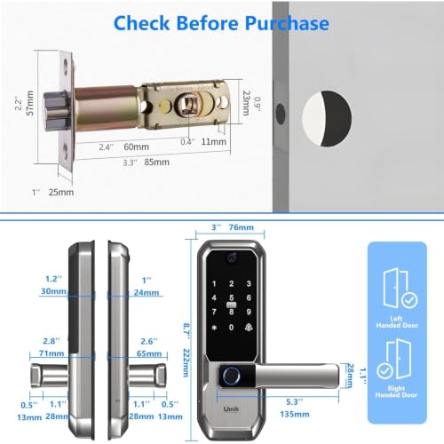 UMIKSMART WiFi Smart Door Lock with Camera, Fingerprint Keypad, App Control - color: Nickel