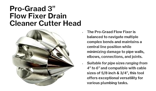 Flow Fixer Drain Cleaner Cutter Head 3", Ball, Slotted, for 4" - 6" Pipes - style: 3" (for 4" to 6" Pipes) Drain Cleaner Cutter Head