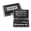 CONQUER 21-Piece 1/4" Drive Mini Ratchet Spline Socket Set, SAE/Metric - style: 21 PC Spline Socket Set