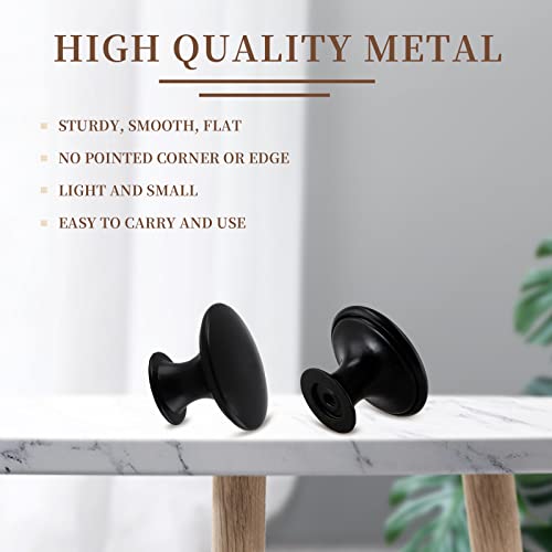 Black Cabinet Knobs 1.18" Diameter, 6 Pcs - color: Matte Black, size: 6 Pack