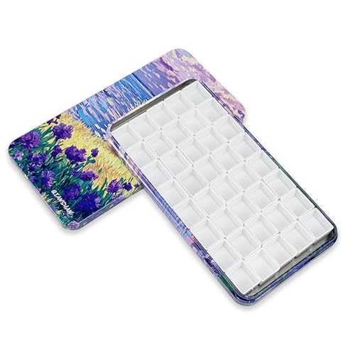 qianshan 40Pcs Empty Half Pans Watercolor Tin Palette with Magnetic Stripe - color: Sea Bloom