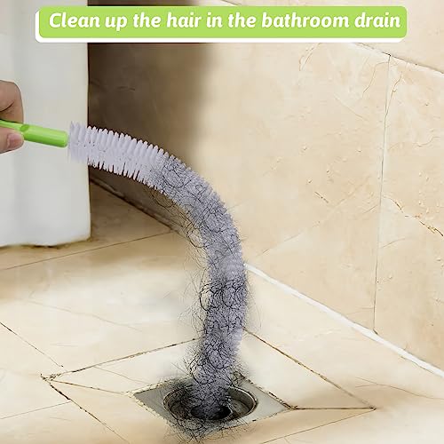 Sewer Drain Brush, Drain Clog Remover, 17inch Flexible Long Pipe Hair Clogs Catcher Cleaner Tool for Toilet, Kitchen Sink, Bathroom Tub, Sewer Drain - color: White Hair 17inch