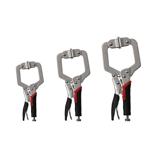 Xiao & Dao Pro 3PCS 6 Inch 8 Inch 11 Inch C Clamp Locking Pliers, Heavy Duty Welding C Clamp Pliers with Swivel Pads, Vise Grip Locking Pliers Face Clamps for Woodworking, Welding, Building