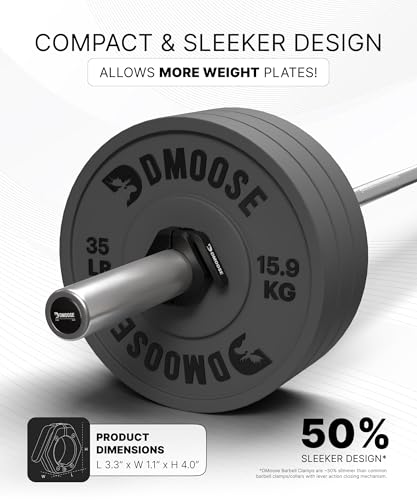 DMoose Fitness Barbell Clips 2 Inch (Pair) - Quick Release Olympic Barbell Clamps & Collars with Anti Slip TPR Grip for Secure Weightlifting and Powerlifting - Weight Clips for Bars at Home or Gym - color: Black, style: Non Magnetic
