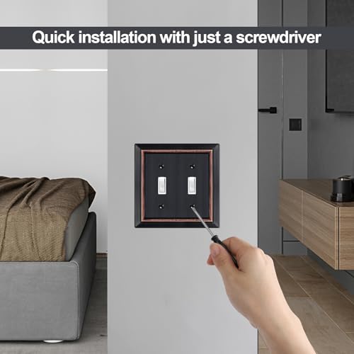 Metal Wall Plate for Electrical Outlets, Applicable to Double Toggle - size: Double Toggle