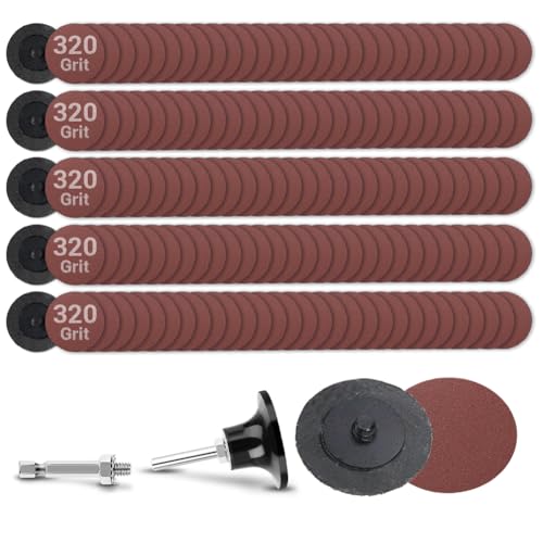 150Pcs 2 inch R-Type Quick Change Aluminum Oxide Surface Conditioning Sanding Discs Set 320 Grit with Adapter & Backing Pad - style: 320 Grit