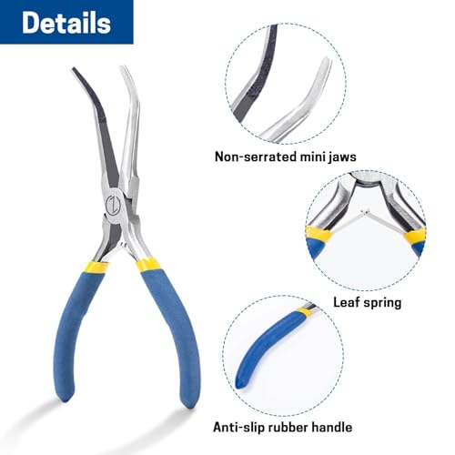 VISEMAN 6" Mini Needle Nose Pliers with Comfort Handles, Long Nose Pliers - style: 45-Degree Bent