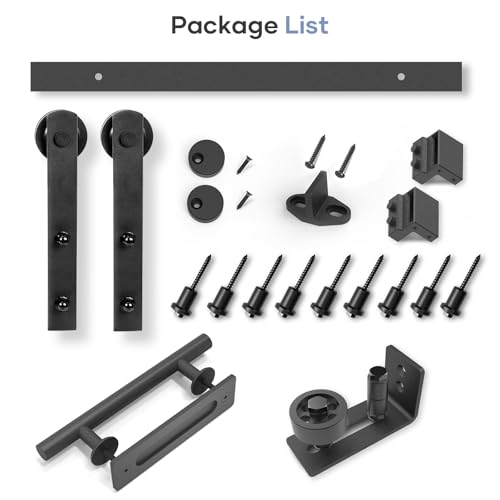 EaseLife 12 FT Sliding Barn Door Track and Handle Hardware Kit, Straight Pulley,Slide Smoothly Quietly,Easy Install (12FT Track Kit for 66"~72" Wide Single Door) - size: 12 FT-Single Door Kit