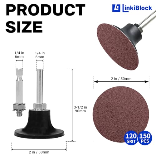 150Pcs 2 inch R-Type Quick Change Aluminum Oxide Surface Conditioning Sanding Discs Set 120 Grit with Adapter & Backing Pad - style: 120 Grit