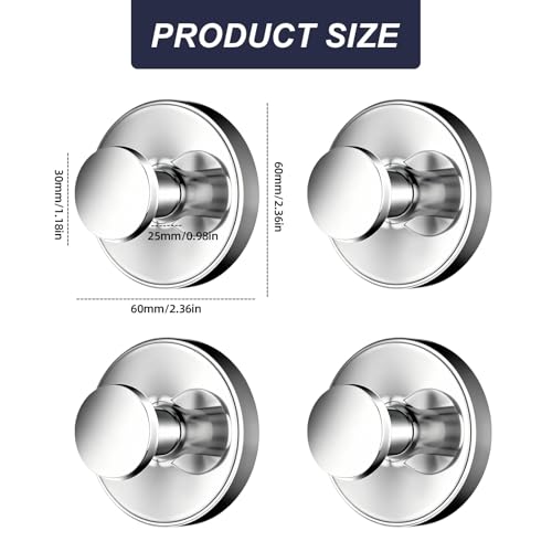 4-Pack Reusable Suction Cup Hooks for Shower, Drill-Free Wall Hooks - color: Bright Silver