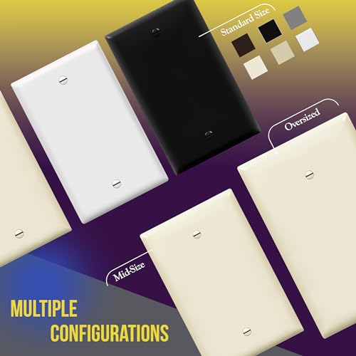 ENERLITES 10 Pack Oversized Blank Wall Plate Cover, 1-Gang, Light Almond - color: Light Almond, size: Over-Size