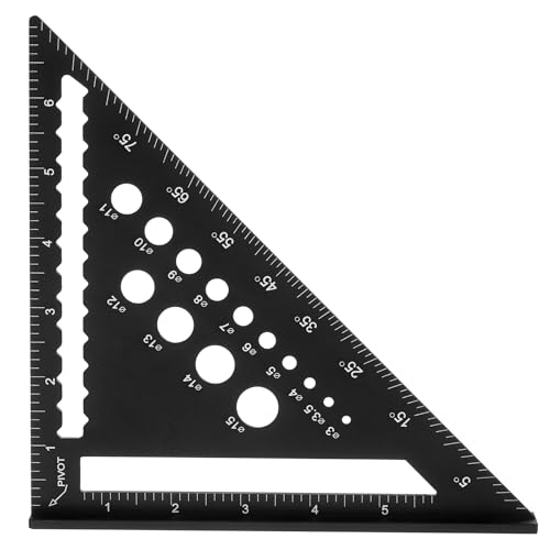 HARFINGTON Metal Square Ruler 7" Aluminum Alloy Carpenter Square Imperial Woodworking Rafter Square Precision Scribing Tools with Rafter Conversion Table for Measuring and Marking, Black - color: Black, style: Imperial