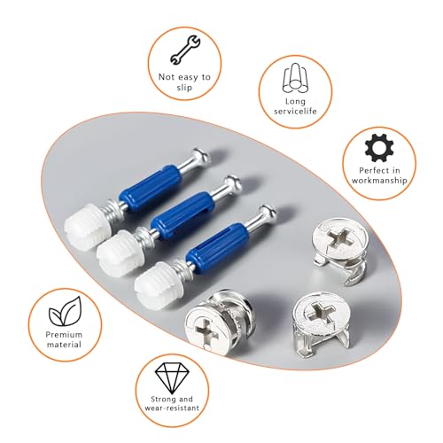 390PCS Cam Locks for Furniture 3-in-1 Eccentric Hardware Wheels Furniture Fasteners Cam Lock Nuts and Cam Screws Furniture Cam Lock Fasteners for Drawer Dresser Cabinet