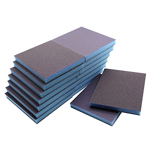 16Pcs Sanding Sponge, Jamiikury 100 Grit & 220 Grit Sanding Blocks Washable and Reusable, Wet Dry Sandpaper Sponge for Wood Metal Furniture Paint and Drywall - size: 100/220 Grits