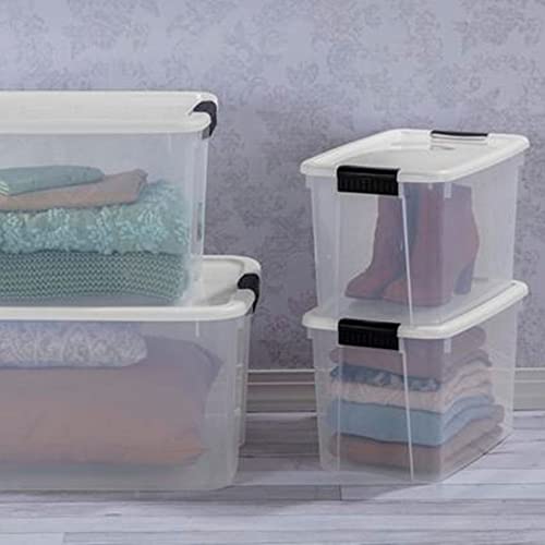 Sterilite Ultra Latch Box with Lids for Home and Office, 30 Quart, 12-Pack | Heavy-Duty and Stackable Plastic Containers with Latches for Closet, Cabinet, Bedroom, Bathroom and Dorm Room Organization - size: 30 Quart