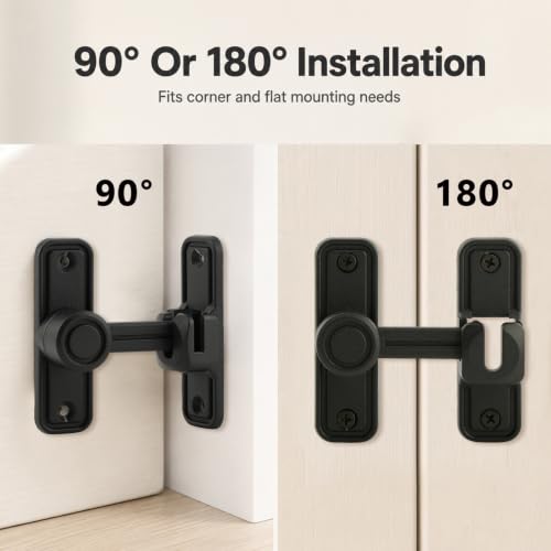 Sliding Barn Door Lock, 90°/180° Swing Slide Lock, Zinc-Alloy