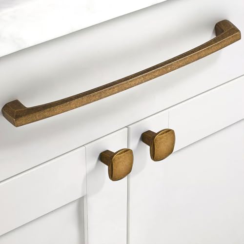 Asidrama 10 Pack 7 inch Antique Brass Kitchen Cabinet Handles - color: Antique Brass, size: 7" Hole Center(177mm)