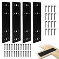 4Pcs Straight Steel Flat Plate, 10" X 3" Heavy Duty Mending Plate, Joining Brackets, Repair Joining Fixing Brace with 2 Sets of Screws Fit 4x4,6x6 Lumber