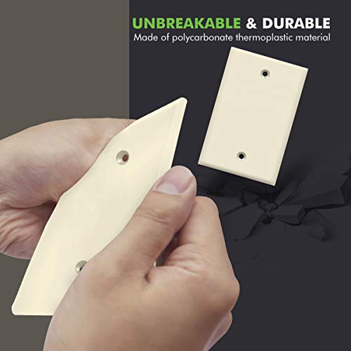 ENERLITES 10 Pack Mid-Size Blank Wall Plate Cover, 1-Gang, Light Almond - color: Light Almond, size: Mid-Size