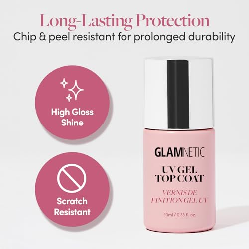 Glamnetic UV Gel Clear Top Coat - No-Wipe Formula | 0.33oz