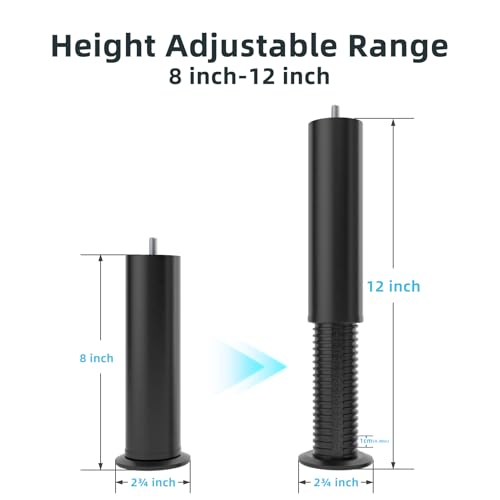 Adjustable 8-12 inch Bed Legs Metal Replacement Heavy Duty Leg M8 M10 Thread 6Pcs Support Leg for Adjustable Bed Frame, Sofa, Cupboard, Desk - size: 6Pcs