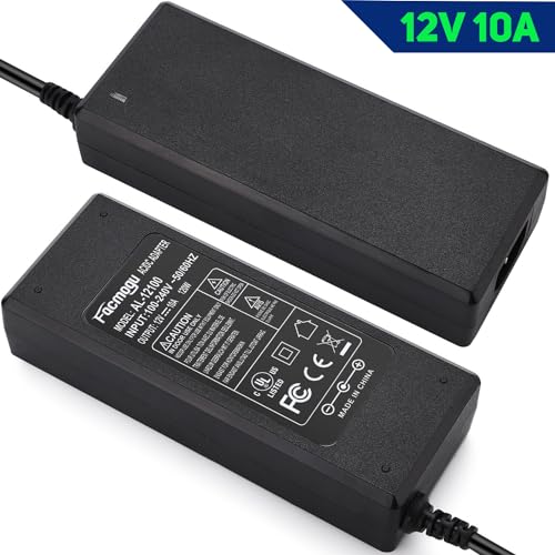 Facmogu 12V 10A Power Supply Adapter, 120W AC to DC 110V to 12V Converter - size: 12V 10A (2 Prong Plug)