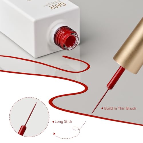 GAOY Red Swirl Gel Nail Polish Art Liner, 12ml Bright Red Color - color: Scarlet Red