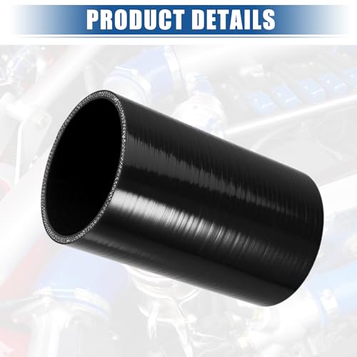 uxcell 3.25" ID 6" Length 4-Ply Reinforced High Temp Straight Coupler Silicone Reducer Hose Black for Car Intercooler Intake Piping Straight Silicone Hose - size: 3.25" ID
