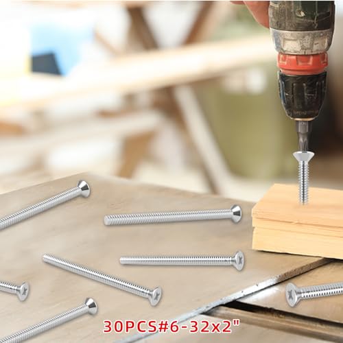 304 Stainless Steel Machine Screws,30pcs #6-32x2 Extra Long Outlet Screws Machine Long Electrical Outlet Screws Device Mounting Electrical Extender for Fix Wonky - size: #6-32x2"