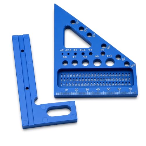 3D Multi-Angle Carpenter Square, 45/90 Plastic Layout Ruler, Blue - color: Blue