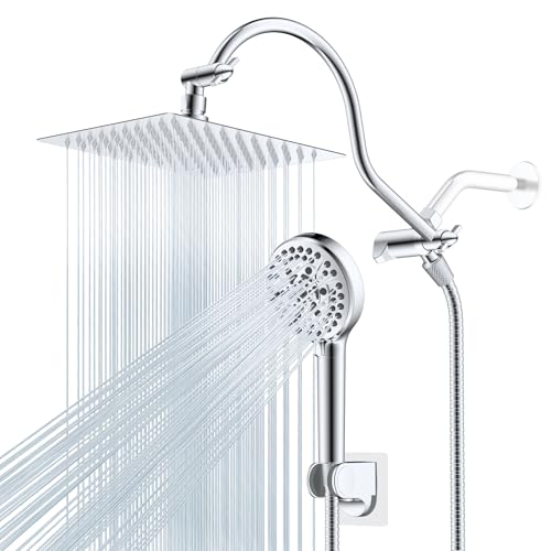 Hibbent All Metal cUPC Certified High Pressure Rainfall 8'' Shower Head - color: Chrome, style: Square 8''