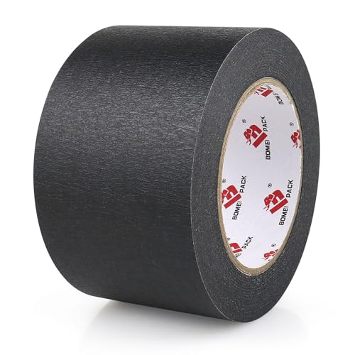 BOMEI PACK Wide Painters Tape 3 Inch,Wide Black Masking Tape, 55 yds Length, Multi-Surface Adhesive Painting Tape 21-Day Clean Removal for Painting, DIY, Arts, Crafts, Labeling - size: 3 inches x 55 Yards