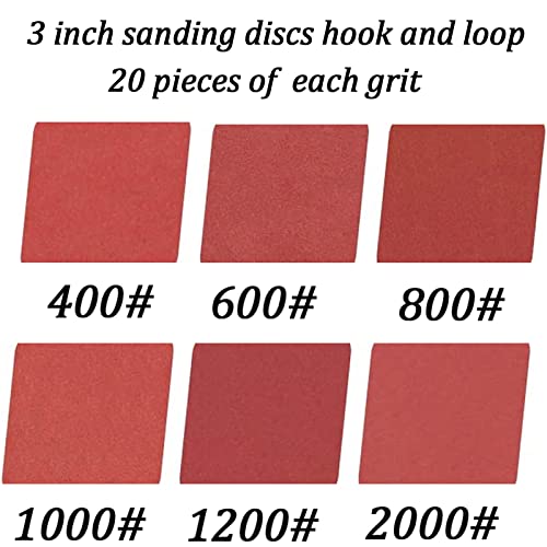 120PCS 3 Inch Sanding Discs, MAPRIAL 3 Inch Hook and Loop Sanding Disc 400-2000 grit Sandpaper Assortment for Drill Sander Grinder Rotary Tools, Woodworking, Wood Furniture - size: 3 inch - 400-2000 grit