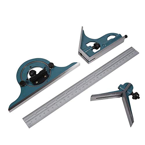 Combination Set,Stainless Steel Universal Bevel 180 Degree Angle Combination Protractor Ruler Set for Measuring Inner and Outer Angles of The Parts