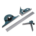 Combination Set,Stainless Steel Universal Bevel 180 Degree Angle Combination Protractor Ruler Set for Measuring Inner and Outer Angles of The Parts