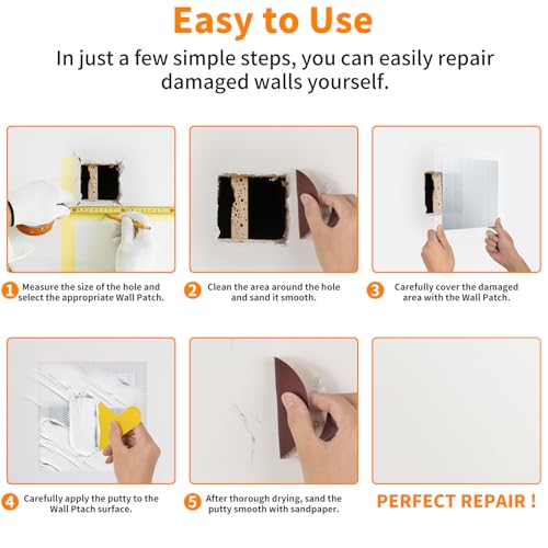 Wall Repair Patch Kit, 15 Pieces Aluminum Self-Adhesive Mesh Repair Patches for Drywall, Multiple Large Small Sizes 2/4/6/8 Inch Drywall Hole Repair Kit, Permanently Repairs Damaged Walls and Ceilings - size: 2/4/6/8in
