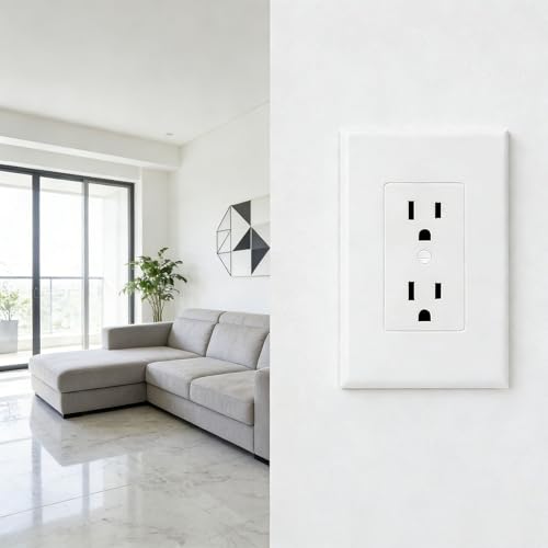 ZEFTV 6 Pack Duplex Outlet Covers Wall Plates 1-Gang Switch Outlet Electrical Cover Plate Unbreakable Thermoplastic Faceplate for Light Receptacle Outlet Switch, White - color: Single Outlet, size: 6 Pack