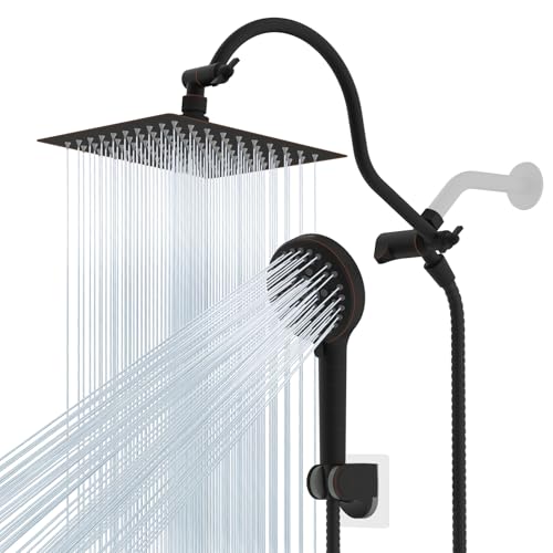Hibbent All Metal cUPC Certified High Pressure Rainfall 8'' Shower Head - color: Oil Rubbed Bronze, style: Square 8''