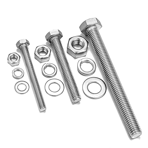 164Pcs M6/M8/M10 Hex Nuts Bolts Set 304 Stainless Steel Long Bolts - color: K13 Long Sets-Silver